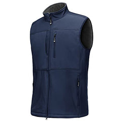 33,000ft Mens Softshell Gilet Activewear Vests Windproof Fleece Lined Outerwear Zipped Pockets Sleeveless Softshell Jacket for Leisure, Golf, Travelling Blue M