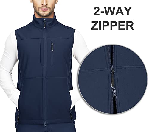 33,000ft Mens Softshell Gilet Activewear Vests Windproof Fleece Lined Outerwear Zipped Pockets Sleeveless Softshell Jacket for Leisure, Golf, Travelling Blue M