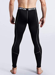 Men's 2 Pack Compression Pants Running Baselayer Cool Dry Sports Tights Leggings Black/Grey line L