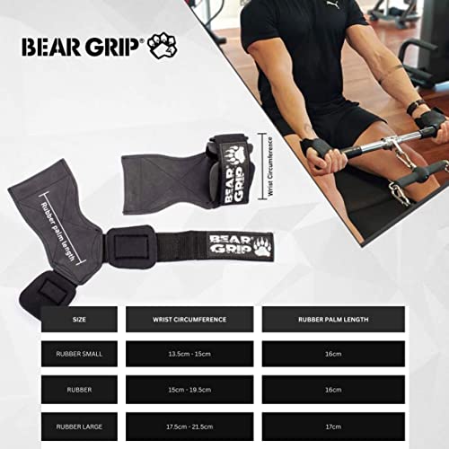 BEAR GRIP Multi Grip Straps/Hooks, Premium Heavy duty weight lifting straps/gloves (Small Rubber)