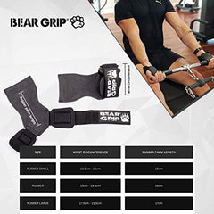 BEAR GRIP Multi Grip Straps/Hooks, Premium Heavy duty weight lifting straps/gloves (Small Rubber)