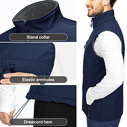 33,000ft Mens Softshell Gilet Activewear Vests Windproof Fleece Lined Outerwear Zipped Pockets Sleeveless Softshell Jacket for Leisure, Golf, Travelling Blue M