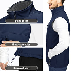 33,000ft Mens Softshell Gilet Activewear Vests Windproof Fleece Lined Outerwear Zipped Pockets Sleeveless Softshell Jacket for Leisure, Golf, Travelling Blue M