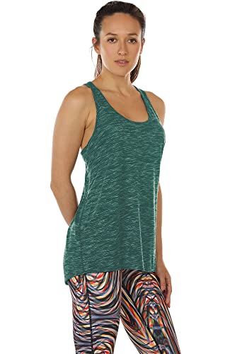 icyzone Workout Tank Tops for Women - Sport Yoga Tops, Racerback Running Tank Top, Gym Exercise Shirts (L, Deep Lake)