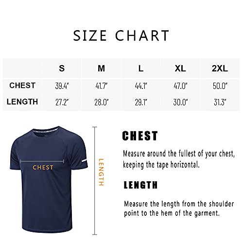 frueo 3 Pack Mens T-Shirts Dry-Fit Running Tops for Men Moisture Wicking Active Athletic Gym Tops Men Short Sleeve T-Shirt(520)-Black Grey Nave-XL