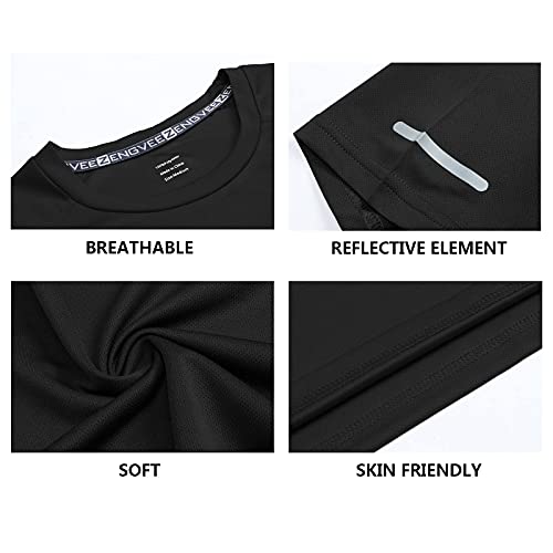 frueo 3 Pack Mens T-Shirts Dry-Fit Running Tops for Men Moisture Wicking Active Athletic Gym Tops Men Short Sleeve T-Shirt(520)-Black Grey Nave-XL