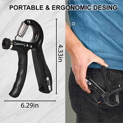 5-60 Kg Hand Grip Strengthener Finger Handgrip Wrist Squeezer Exerciser Tool Trainer With Counter Arm Training Adjustable Forearm And Hand Strength For Muscle Workout Gripper Gym Essentials Black