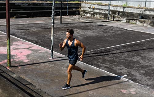 frueo 3 Pack Gym Tank Top for Men Activewear Dry-Fit Workout Sleeveless Tops Breathable Y-Back Sport Shirts Power Training Bodybuilding Vests（20418） Black Navy Blue-L