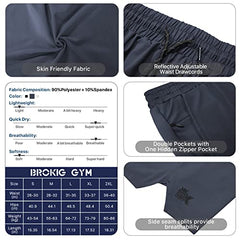 BROKIG Men's Lightweight Gym Shorts, Quick Dry Sport Workout Training Fitness Running Shorts Men with Zip Pocket (XL, Dark Grey)