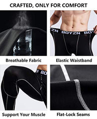 Men's 2 Pack Compression Pants Running Baselayer Cool Dry Sports Tights Leggings Black/Grey line L