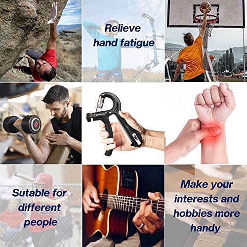 5-60 Kg Hand Grip Strengthener Finger Handgrip Wrist Squeezer Exerciser Tool Trainer With Counter Arm Training Adjustable Forearm And Hand Strength For Muscle Workout Gripper Gym Essentials Black
