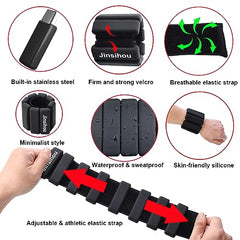 Adjustable Wearable Wrist & Ankle Weight, 2pcs (1lb / 2lb Each) Weight-Bearing Wristband Bangles Bracelet for Women Men Home Gym Office Fitness such as Yoga, Pilates, Running, Hiking, boxing, Aerobics