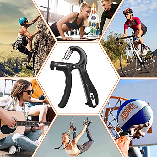 5-60 Kg Hand Grip Strengthener Finger Handgrip Wrist Squeezer Exerciser Tool Trainer With Counter Arm Training Adjustable Forearm And Hand Strength For Muscle Workout Gripper Gym Essentials Black