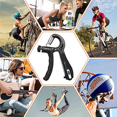 5-60 Kg Hand Grip Strengthener Finger Handgrip Wrist Squeezer Exerciser Tool Trainer With Counter Arm Training Adjustable Forearm And Hand Strength For Muscle Workout Gripper Gym Essentials Black