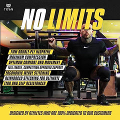 Titan Armour® Knee Sleeves Weight Lifting | 7mm Double-Ply Neoprene Knee Sleeves | Knee Compression Sleeve for Support & Protection | Knee Support Sleeves for Powerlifting, Squats, Crossfit, Strongman